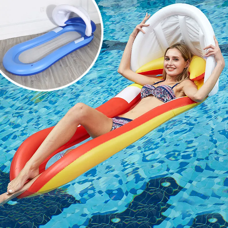 cheap Inflatable Pool Float with Canopy Hammock Floating Bed Lounge Chair Drifter Swimming Pool Beach with Sunshade ASD88