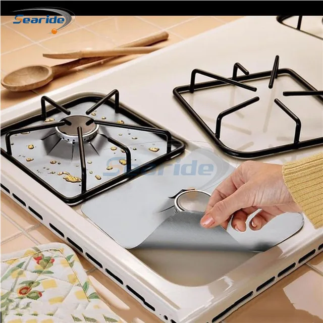 Special Offers 8 PCS Reusable Non-stick Foil Gas Range Stovetop Burner Protector 27*27cm Liner Cover For Cleaning Kitchen Tools