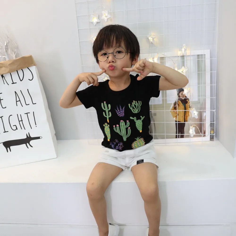 New Summer 2017 Baby T Shirts for girls Cotton Short Sleeve Cactus cartoon Print child Tees Kids cute Tops boys T-shirt (12)