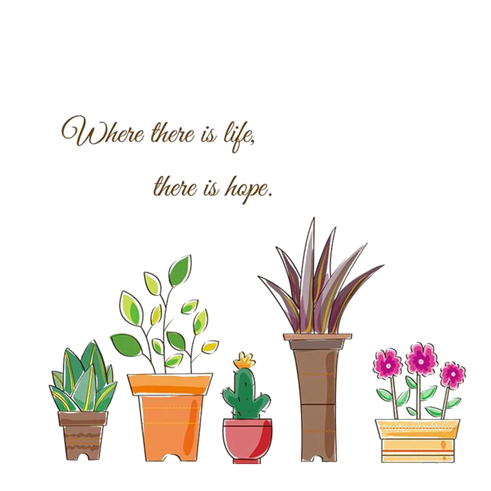

Creative Plant Pot Wall Sticker Removable Free Combination Wall Applique Art Mural Wall Decal For Bedroom Living Room Kids Room