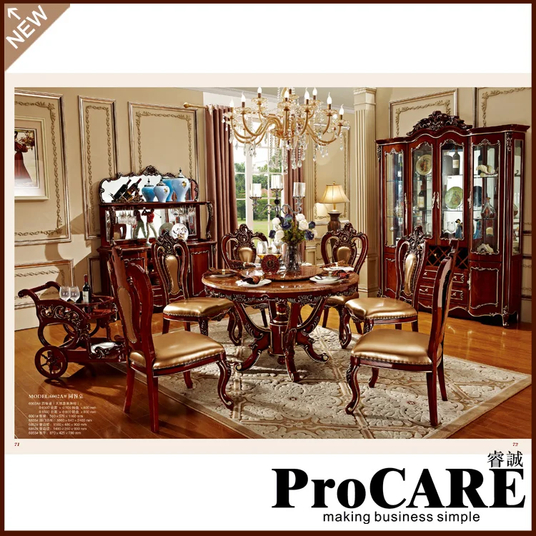 New classical dining room furniture wooden carving dinning kitchen table chair sets muebles marble mesa de jantar sillas comedor