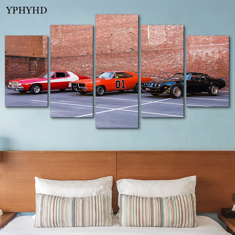 

YPHYHD Modern 5 Piece Canvas Painting Print Poster Classical Sports Car Canvas Painting with Frame Canvas Paintings Wall Decor