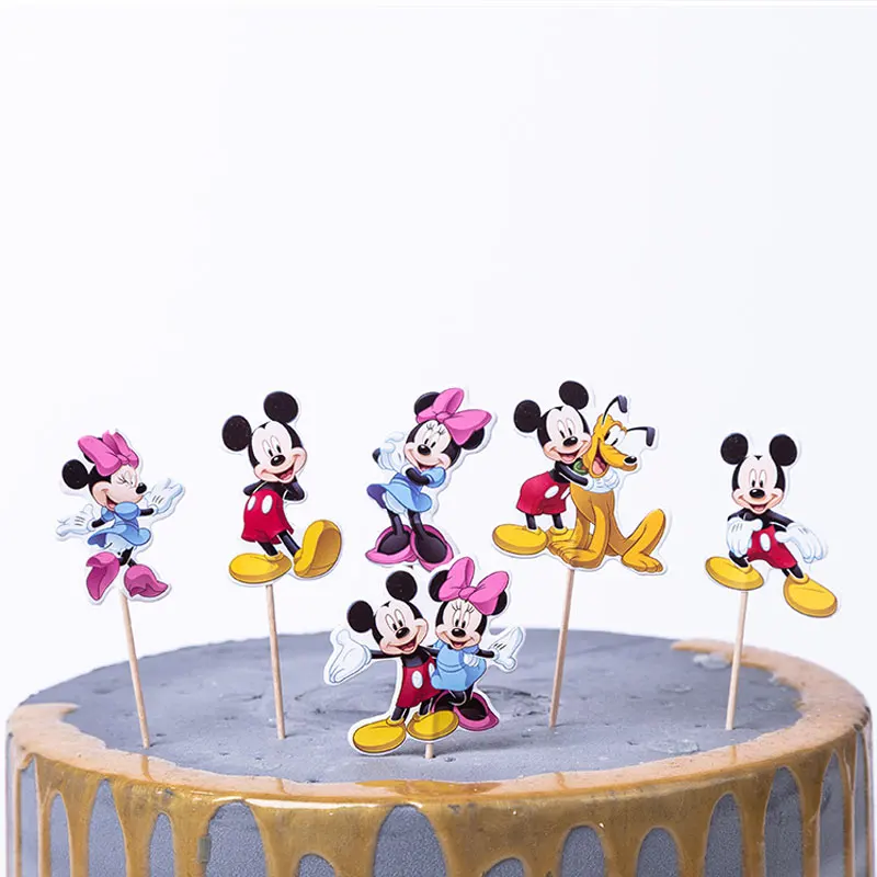 

24pcs/set Cartoon Mickey Minnie Mouse Cupcake Toppers pick Party Supplies Kids Birthday Party Wedding Baby Shower Cupcake Decor