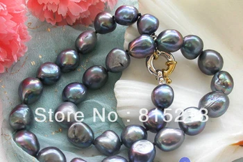 

ddh00734 HUGE 17" 15mm baroque peacock black freshwater PEARL NECKLACE