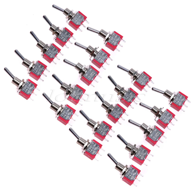 20Pcs Quality Red Mini SPDT ON ON Toggle Switch Guitar Amp 3Pintoggle