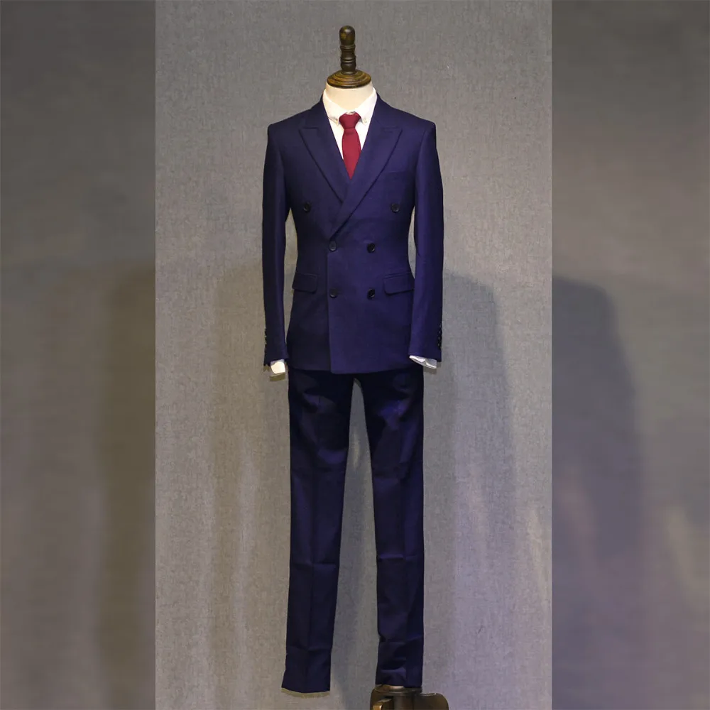 Blue (Jacket+Pants) 2 Pieces 2019 New Fashionable Mens Suits Custom Made Best Men Suits Double Breasted Wedding Groom Tuxedos