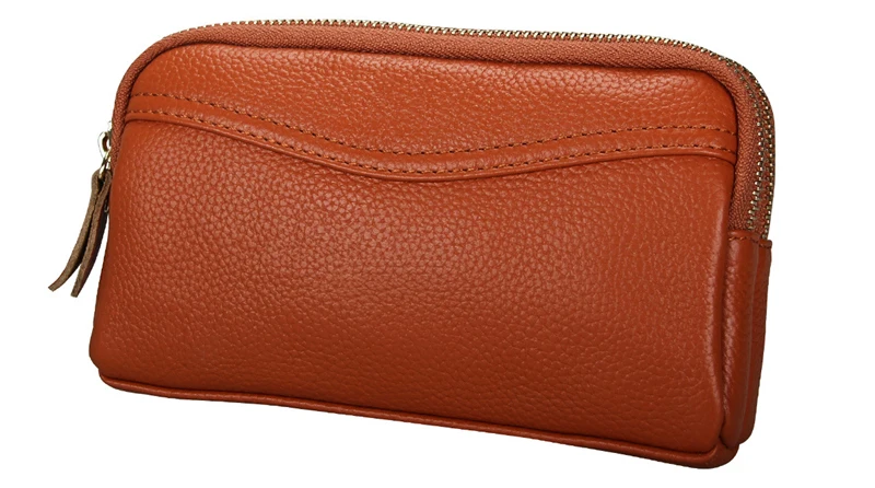Женский кошелек и сумочка из натуральной кожи с двойной застежкой-молнией, 7 цветов на выбор, Большой Вместительный длинный клатч для телефона