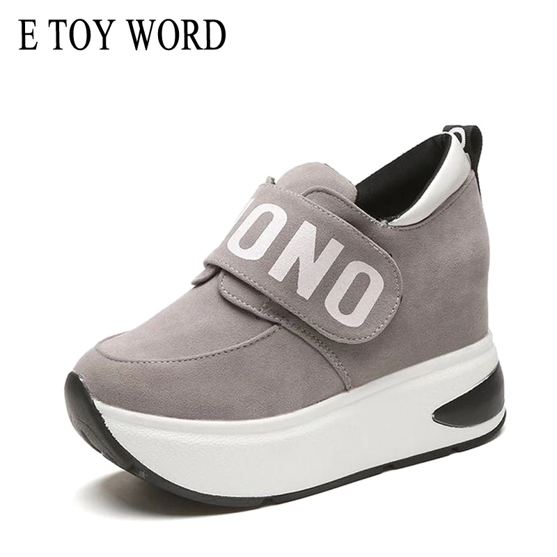 

E TOY WORD 2019 Spring Platform Sneakers women Heigh Increasing Casual Women Shoes Round Toe Flats Zapatillas Mujer Size 35-40