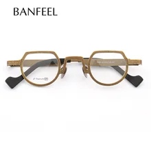 MUZZ супер светильник, оправа из чистого титана, очки для мужчин, оптические, нестандартные, маленькие, Круглые, полная оправа, близорукость, рецепт, прозрачный, лен