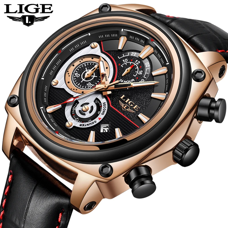 

Men Watches LIGE Top Brand Luxury Chronograph Creative Business Quartz Watch Men Dress Waterproof Sport Watch Relogio Masculino
