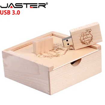 

JASTER walnut maple wood Photo Album USB 3.0 +Box flash drive Pendrive 4GB 16GB 32GB Wedding gift box (size 100mm*100mm*40mm)