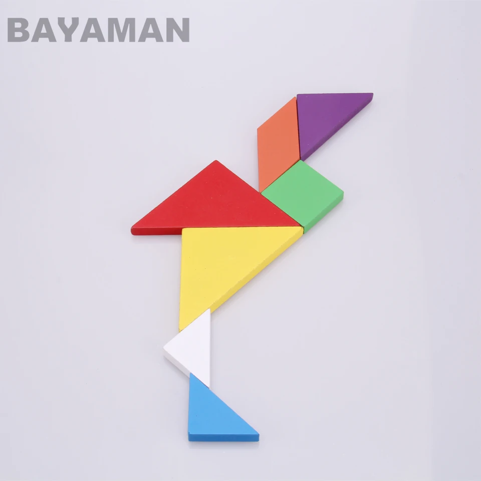 Деревянная головоломка Tangram из 7 частей Интеллектуальные развивающие игрушки