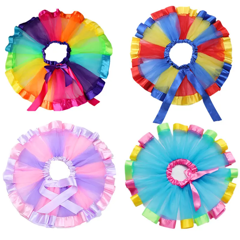 

New Born Infant Baby Kids Girl Clothes Rainbow Tutu Skirt Pink Tutus for Girls Ballet Dance Party Pettiskirt Baby kawaii clothes