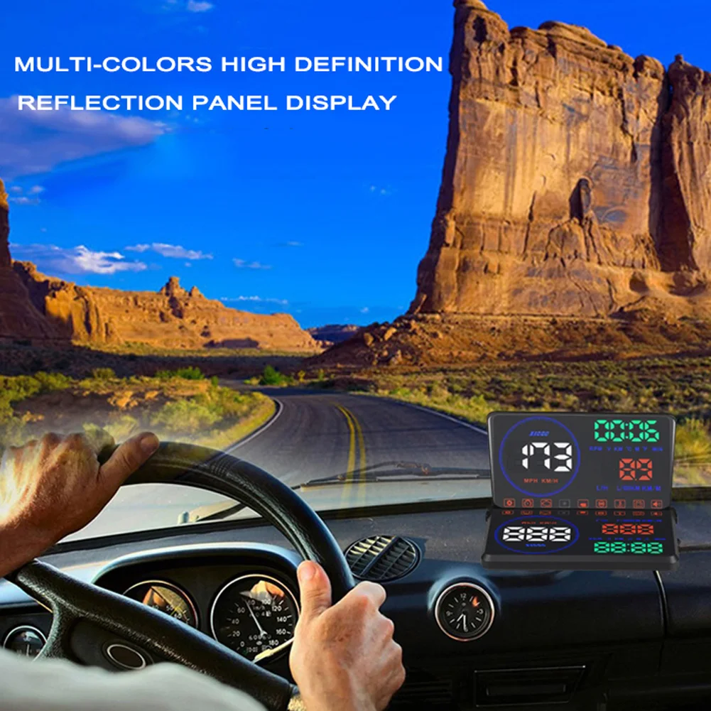 M9 HUD 5.5 дюймов Head Up Дисплей автомобиля Скорость ometer HUD Скорость проектор лобовое стекло Digital HUD OBD2 Дисплей Встроенный GPS
