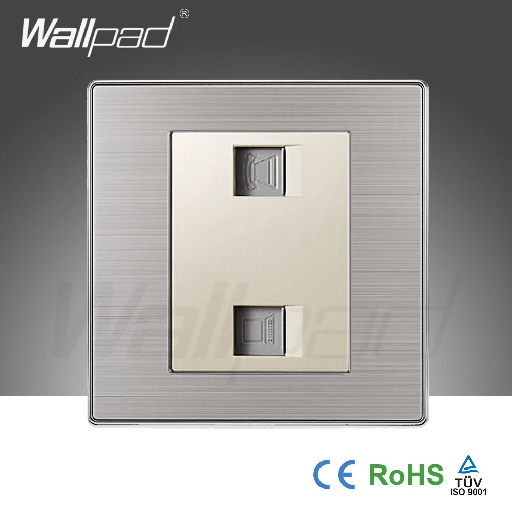 Горячая компьютерная и телефонная розетка Wallpad роскошный настенный выключатель сетевой Выход Черный/шампань AC 110-250 V