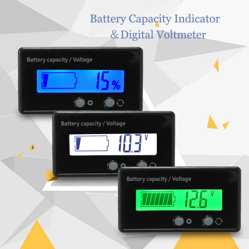 Вольтметр цифровой батарея тестер 12 В 24 в 36 в 48 в Напряжение метр ЖК-дисплей свинцово-кислотная литиевых ёмкость индикатор вольт питание