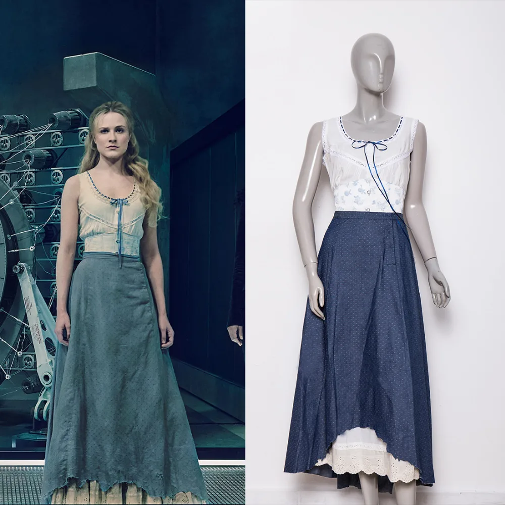 Movie Westworld Season 2 Dolores Blue Dresses Cosplay Costume Dolores Halloween Costumes Suit 