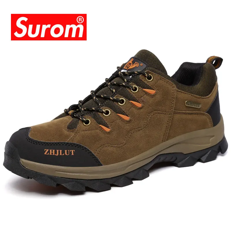 

SUROM Brand Men Autumn Winter Plush Warm Leather Casual Shoes Breathable Non-slip Sneakers Unisex Outdoor Footwear Size 36-47