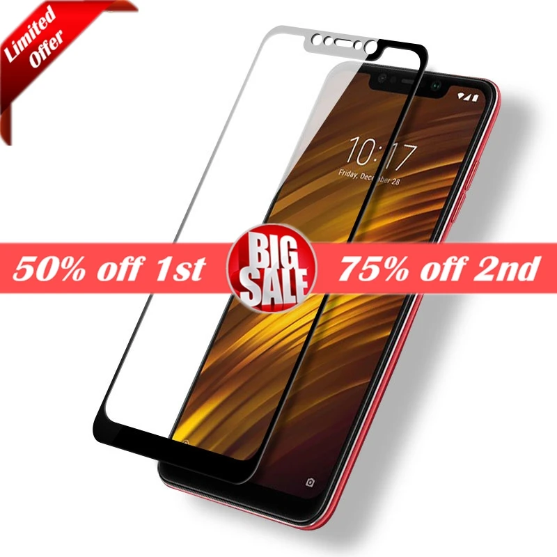 

HCZCI for Xiaomi Pocophone Poco f1 glass screen protector high quality full coverage full glue tempered glass Protective film