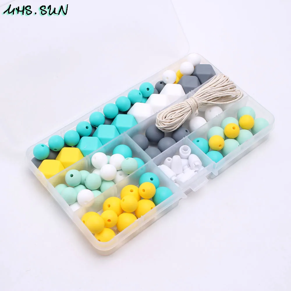 KT001 (1),$21.9.Baby DIY Silicone Beads Set Food Grade Chewing Teething Necklace Make BPA Free Loose Beads Set for DIY Teether Jewelry 