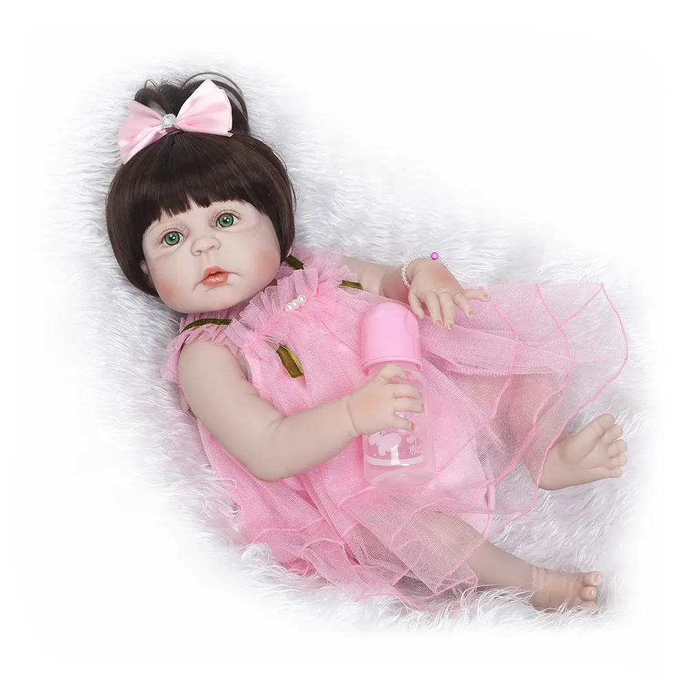

23" full body silicone vinyl girl dolls reborn NPK fake reborn babies dolls for children gift can enter water bebe alive boneca