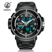 Новая мода OHSEN цифровой бренд кварцевые часы мужские 50 м водонепроницаемые спортивные часы военный светодиодный Будильник наручные часы резиновый ремешок Relogios