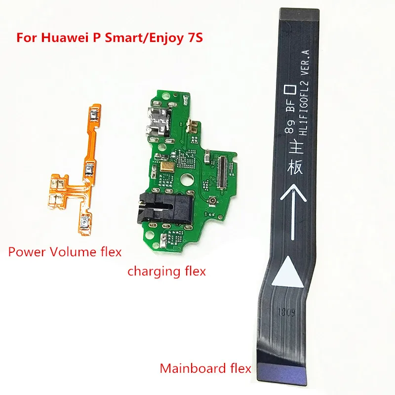 

10X Power Volume Flex & USB Charging Dock Flex & Main Board Motherboard Connections Flex Cable for Huawei P Smart Enjoy 7S