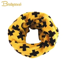 Теплый детский зимний шарф с перекрестным узором; вязаные детские шарфы-нагрудники с круглым вырезом; 1 предмет