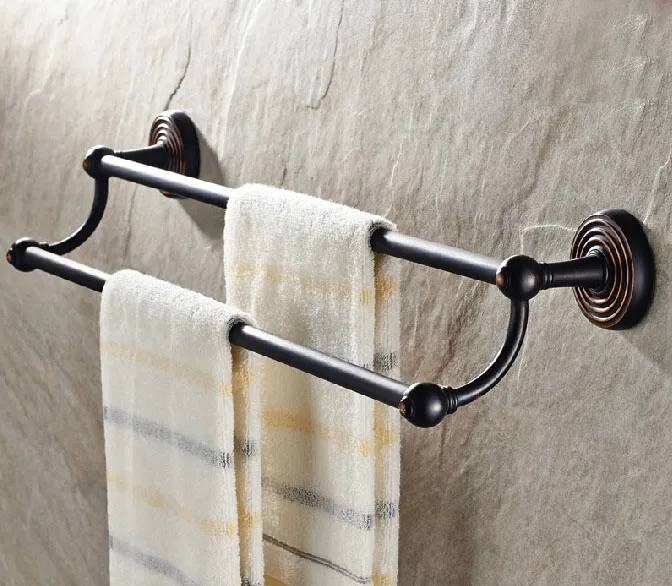 

Wall Mounted Black Oil Rubbed Antique Brass Bathroom Double Towel Bar Towel Rail Holder Bathroom Accessory mba117