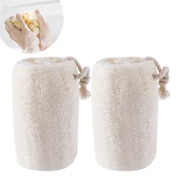 

4pcs Hanging Rope Natural Exfoliating Loofah Back Sponge Scrubber Brush Bath Body Brush (White, 5 Inches)