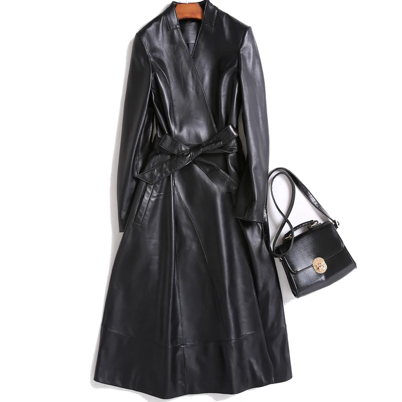 

Real Pure Natural Fur Genuine Leather Jacket Women Sheepskin Coat Winter Jacket Women Trench Coat Korean Elegant Long Coat ZT544