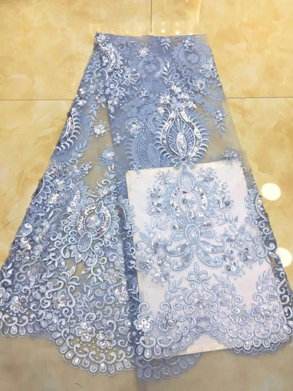 

New French lace fabric, high quality African sparkle Nigerian embroidery tulle