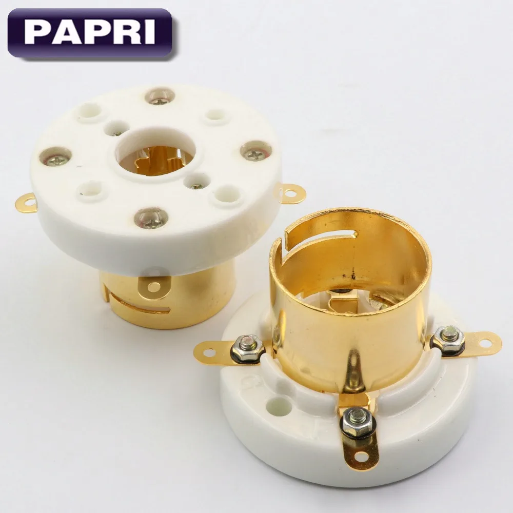 PAPRI 2PCS Ceramic S4U Gold Plated 4Pin Vacuum Tube Sockets Top Mount Tube Amplifier Audio HIFI