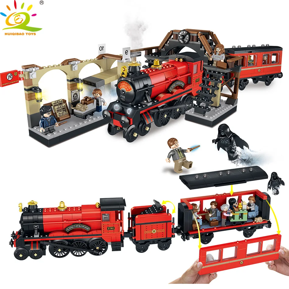 

HUIQIBAO TOYS 836pcs Hogwarts Train Building Blocks For Children Compatible Legoingly City Harry Magic Potter Figure Set Bricks
