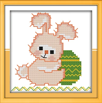 

Egg hunt rabbit!needlework diy dmc cross stitch 11CT DMC Counted Cross Stitch Kits Embroidery Cross kits punto de cruz bordado
