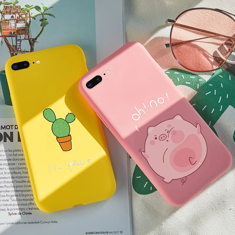 Original 3D Relief Case For iPhone 7 Silicon Phone Ultra Slim Bumper 6 6s 8 Plus XS Max XR Cover Cute |