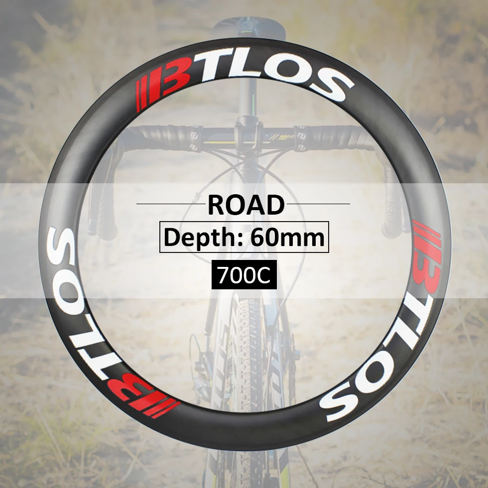 

Road bike wheel rims aero cycling 700c 60mm deep clincher tubeless compatible - RC-60