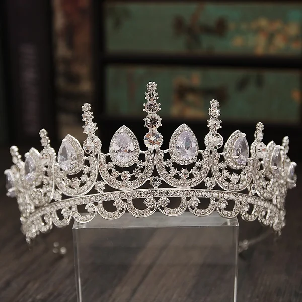 Diarios de noiva Nupcial Flor водяная капля Cor Prata Strass Noiva комплект из 3 предметов Colar Brincos Conjunto De Joias de Casamento - Окраска металла: Fig