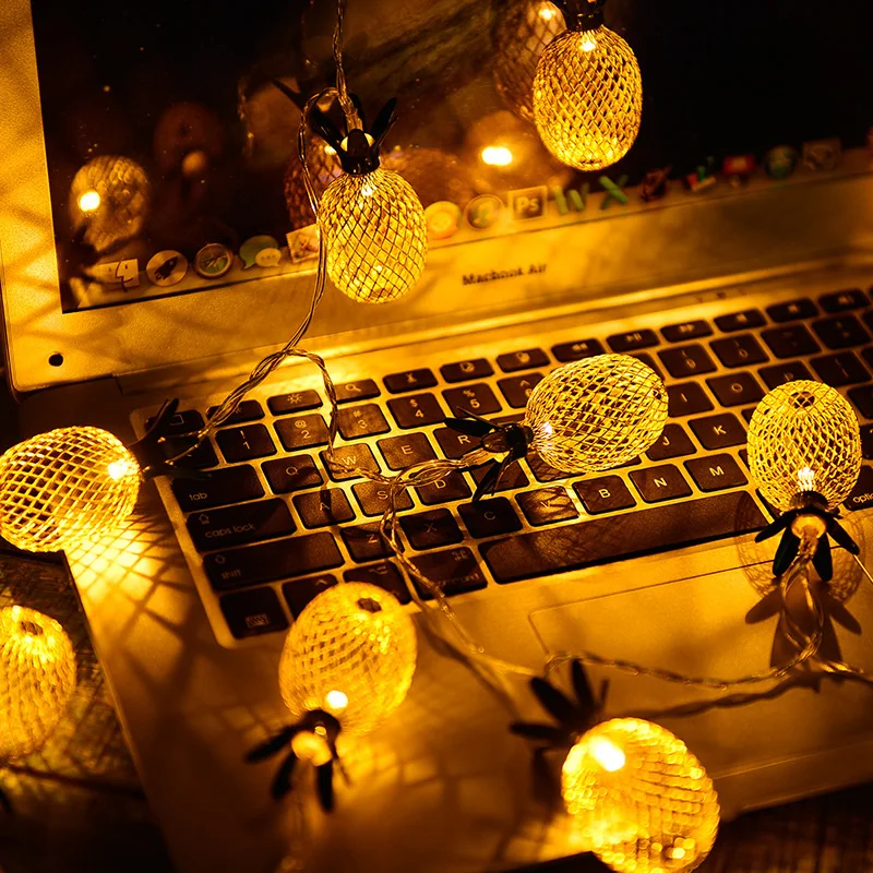 

Nordic iron art lamp string wire pineapple fruit lamp string INS hyper heated room bedroom decorated with valentine's day lights