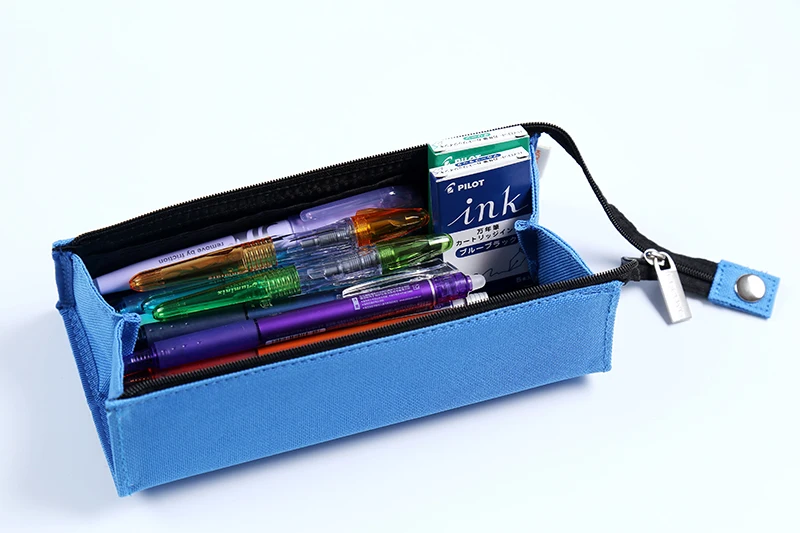 KOKUYO холщовый чехол-карандаш на молнии с подъемной ручкой, сумка для макияжа, многофункциональный однотонный чехол-ручка в горошек, японский канцелярский WSG-PC22
