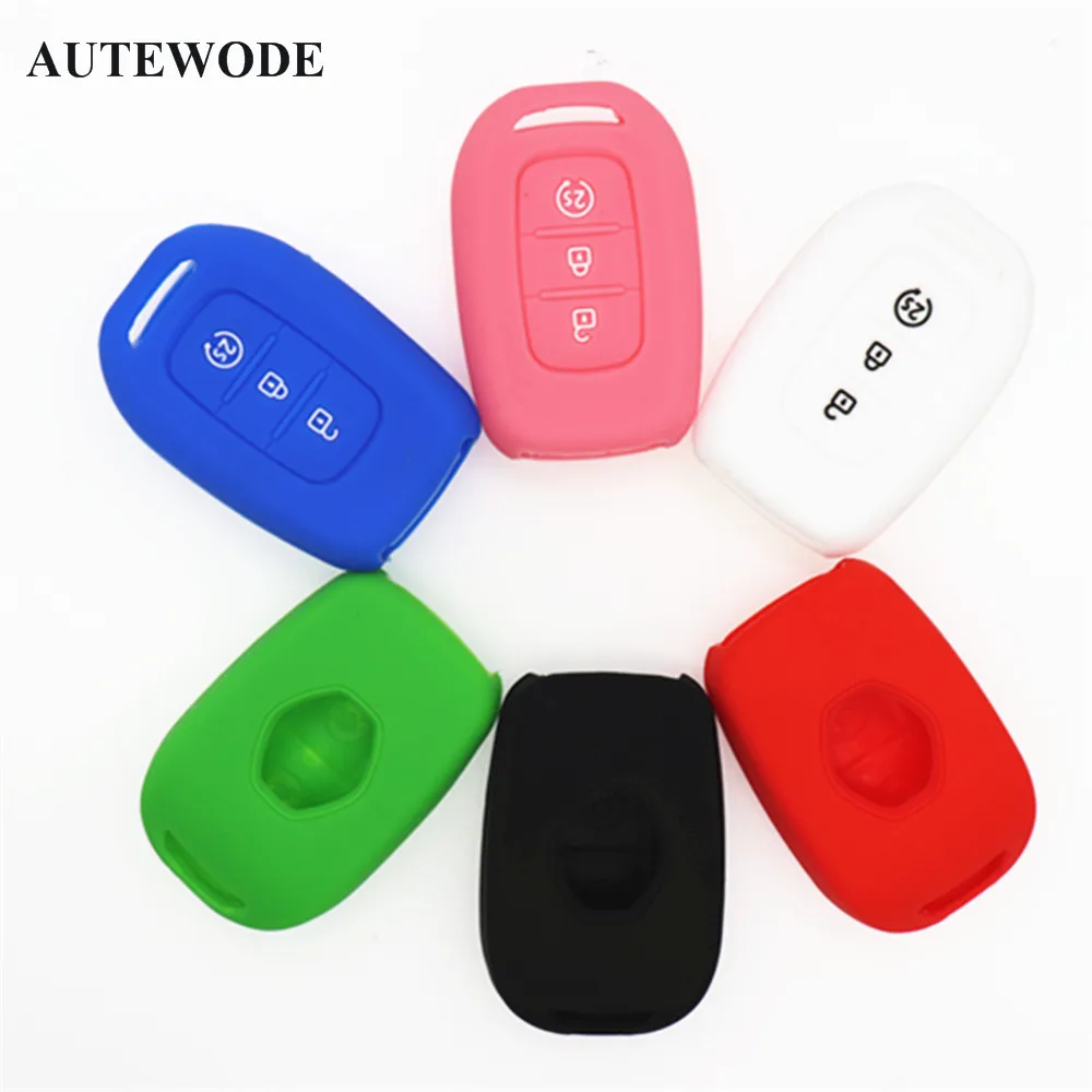 

AUTEWODE 3 Buttons Silicone Remote Key Fob Case Cover For Renault Duster Sandero Logan Clio Captur Laguna Scen 2015 2016 2017