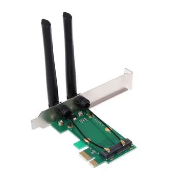 Wireless Network Card WiFi Mini PCI-E Express to PCI-E Adapter 2 Antenna External PC