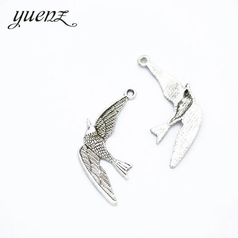 

YuenZ 15pcs 2 colour Antique silver Plated Charms Animal bird Pendants for Jewelry Making DIY Handmade 35*16mm D547