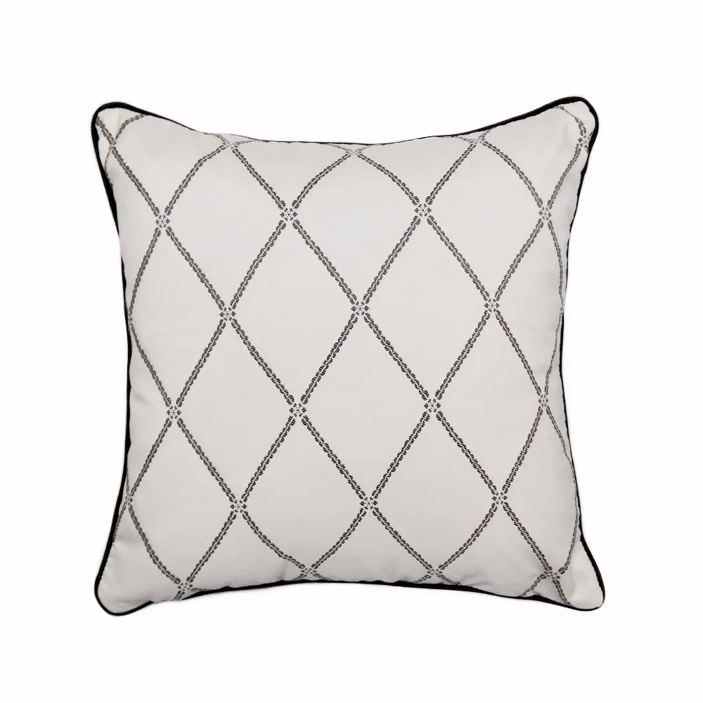 

3 colors Modern Simple Diamond Check Beige Purple Black Decorative Jacquard Woven Cushion Cover Sofa Cotton Pillow Case 45x45cm