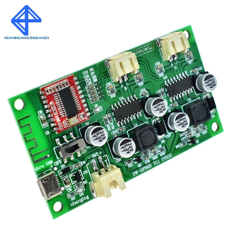 DC 5V 6W X 2 канальный стерео Bluetooth усилитель плата литиевая батарея питание для