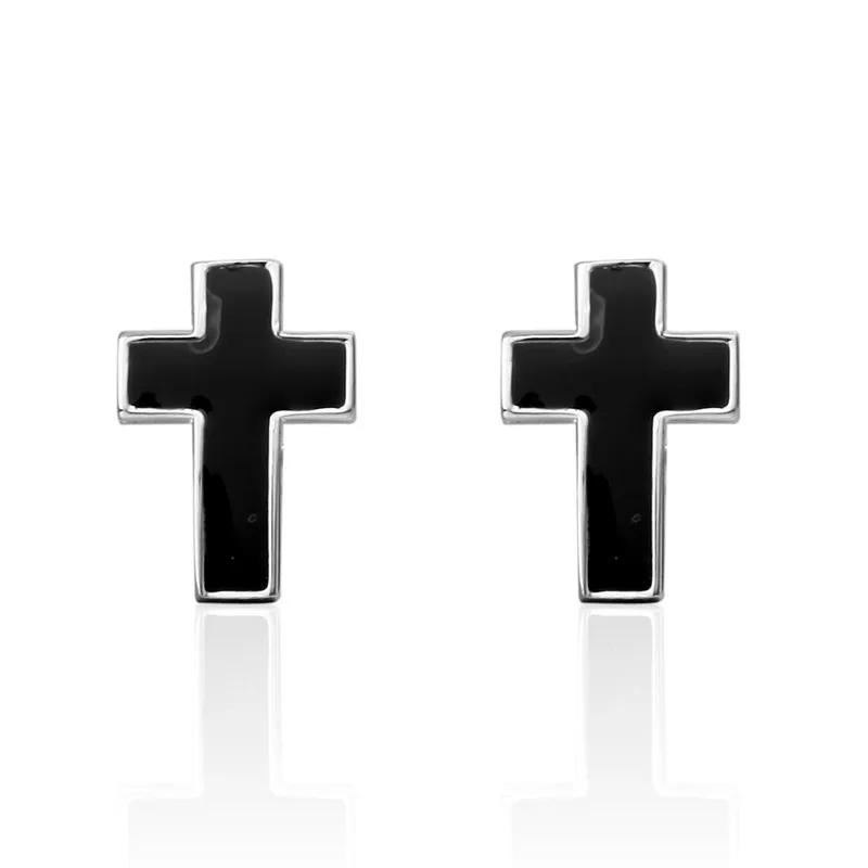 

HYX Jewelry suqare black cross Enamel Brand Cuff Buttons French Shirt Cufflinks For Mens Fashion Cuff Links