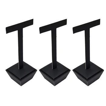 

3 Pcs Earrings Stand Rack PU Leather Jewelry Display Stand T-Shape Dangle Earrings Stand Rack Jewelry Organizer - 5x5x13.5cm