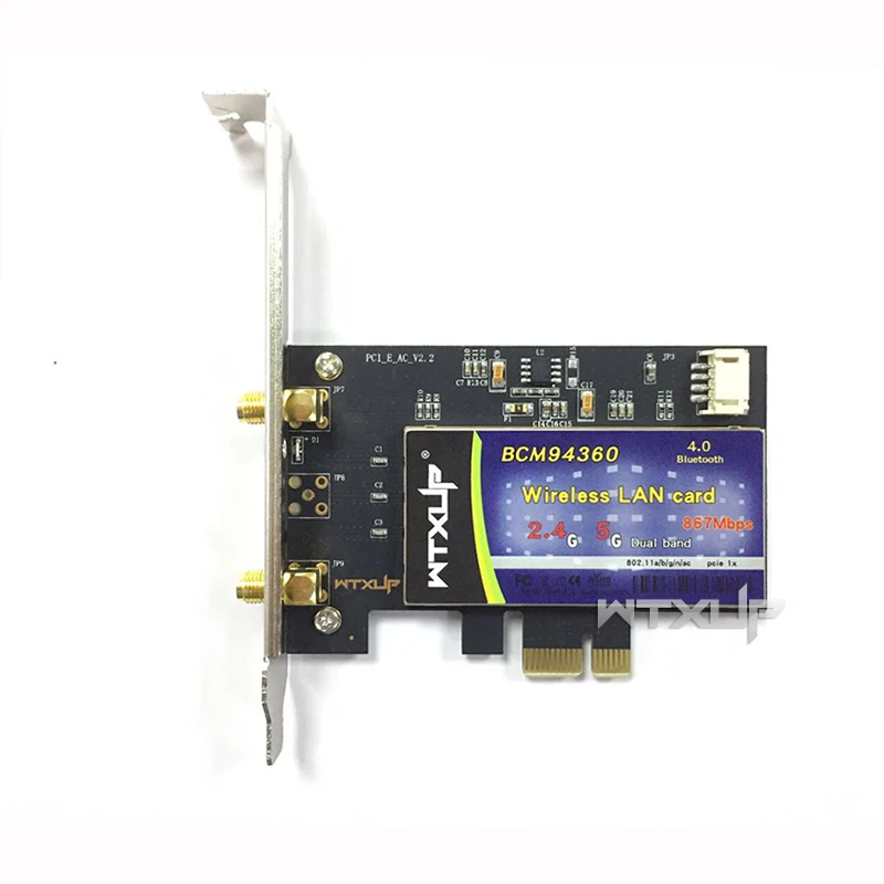 Broadcom 듀얼 밴드 네트워크 카드, 맥, 해킨토시, 윈도우용 블루투스 BT 4.0, 867Mbps PCI-E 데스크탑 와이파이 어댑터, BCM94360, 802.11AC