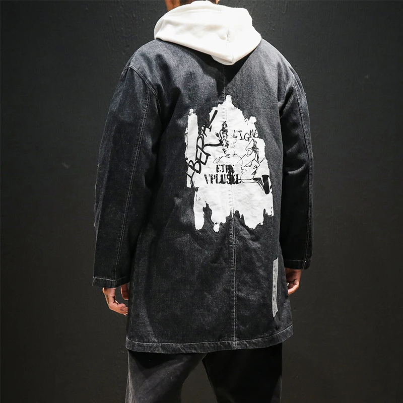 Мужской джинсовый Тренч 5XL большой размер Тренч 2019 осень зима модная ветровка мужская длинная куртка пальто Мужское пальто #053