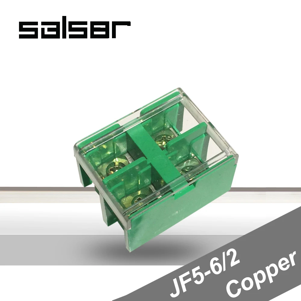 

(10PCS) JF5-6/2 Copper Terminal blocks 40A/2P 660V Universal DIN Rail Mounted Wire Dual Row connector 2.5-6mm2